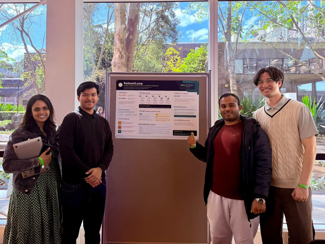The RebootLoop team presenting their poster at Pitch for the Planet 2026